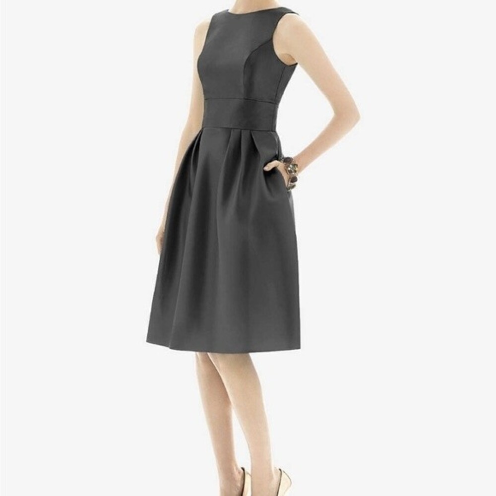 Alfred Sung Black Bridesmaid Cocktail Length Dress Style D660, Size 2 - Picture 2 of 13